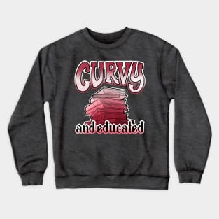 Curvy and educated, stack of red books Crewneck Sweatshirt